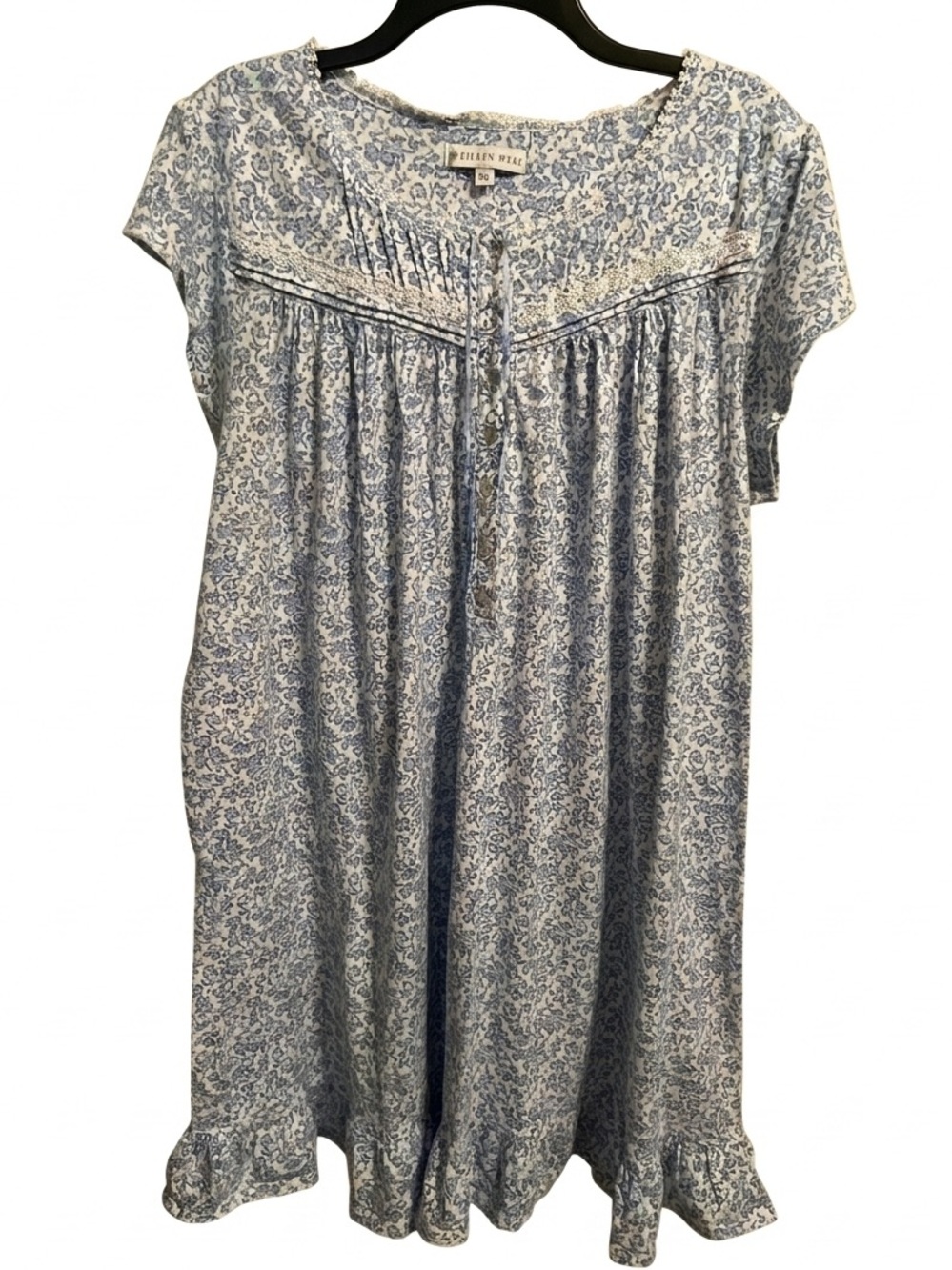 Eileen West Blue Floral Cotton Nightgown Sz 2X Cottagecore House Dress Trad Wife